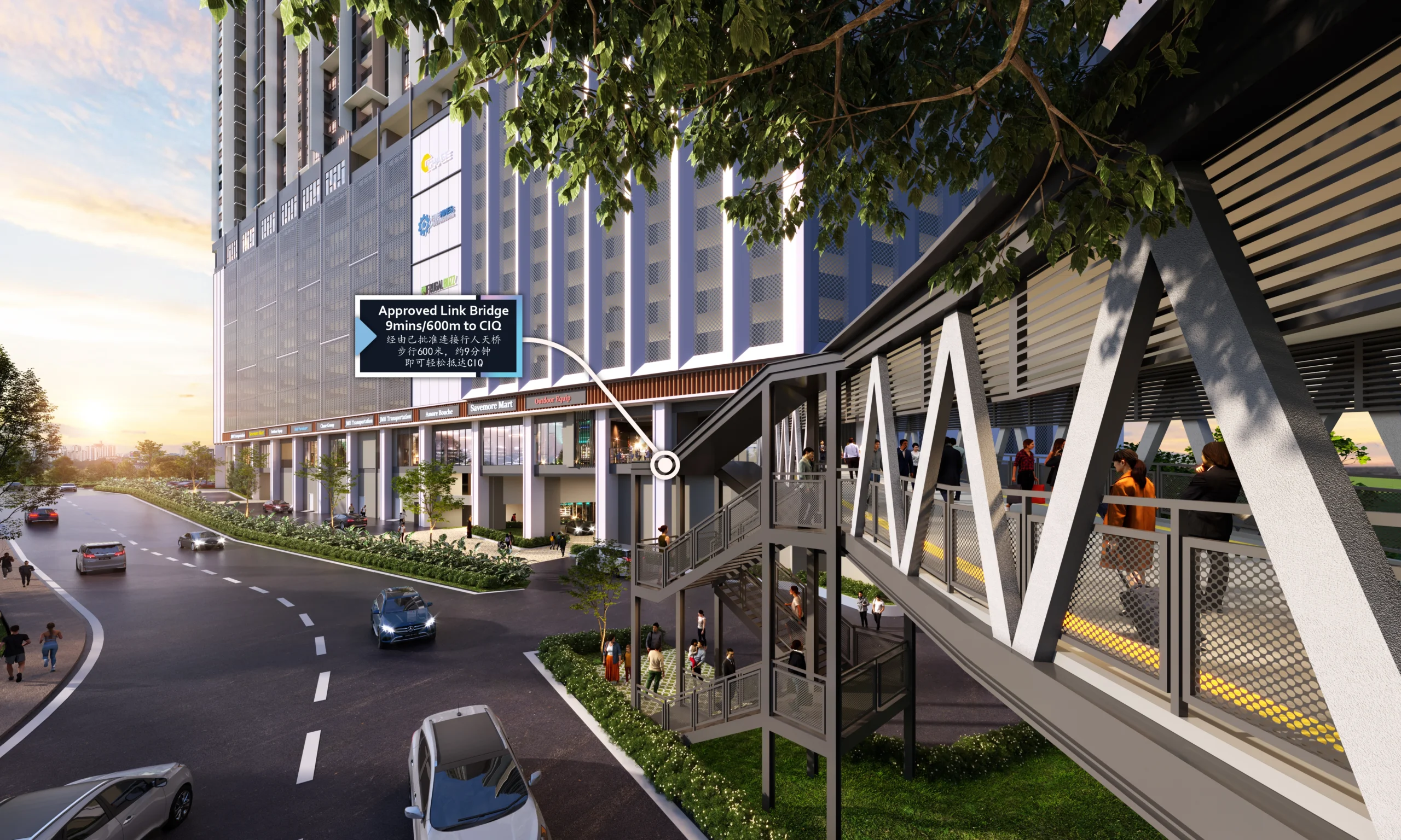 Proposed sheltered pedestrian bridge linking Causewayz Square directly to JB Sentral and CIQ